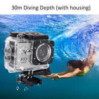 1 x RAW Customer Returns Action Camera, 1080P Waterproof 30m Underwater Camera with 140 Wide Angle 2inch Screen Ultra HD Camera, Support TF Card 32 GB, for Bicycle Motorcycle Diving Swimming - RRP €33.07