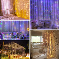 1 x RAW Customer Returns Fairy lights curtain indoor dimmable warm white colorful, light curtain 3x3m 300 LED curtain with 8 light models, IP65 waterproof USB with remote control for party Christmas - RRP €19.99