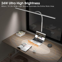 1 x RAW Customer Returns EYOCEAN LED Desk Lamp with Gesture Control Remote Control, 24W 80CM Clamp Desk Lamps, Dimmable Adjustable Color Temperature Monitor Lamp, Daylight Lamp for Home Office, White - RRP €60.49