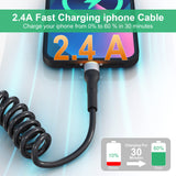 1 x RAW Customer Returns Lightning Apple Carplay Cable, iPhone Coiled Cable MFi Certified, iPhone Coiled Cable Short with Data Synchronization and LED, Lightning Coiled Cable for iPhone Pad Pod, Black - RRP €14.18