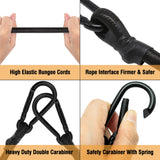 1 x RAW Customer Returns Tension rubber with carabiner, expander with carabiner hook set of 4, 150cm luggage tensioner black, 100 latex rubber tensioner for awnings, tarps, garden, bicycle, car, cargo - RRP €18.99