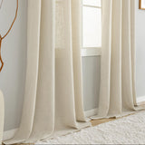 1 x RAW Customer Returns VOILYBIRD curtain loop curtain set of 2 for living room linen blend beige, H245x W140 cm  - RRP €37.3