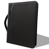 1 x RAW Customer Returns Document Folder with O-Rings, PU Leather Portfolio, Conference Documents Organizer, Pockets with Calculator, Holder, Bindings, Men, Women, Black - RRP €37.63