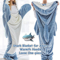 1 x RAW Customer Returns MEIRRAI Shark Pajamas Shark Blanket Adult Shark Blanket Pajamas Wearable Flannel Blanket Women Men Sleeping Bag Hoodie Warm Onesie Costume, XL for Height 165-175 cm - RRP €40.81