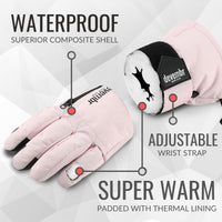 1 x RAW Customer Returns devembr Ski Gloves with Wrist Guards, Warm Snowboard Gloves for Men and Women, Pink, M - RRP €33.43