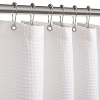 1 x RAW Customer Returns ZARCKER Waterproof Shower Curtain, 182x182CM, Waffle Bathtub Curtain with Impermeable Coating, Anti-Mold Fabric Textile Shower Curtain with 12 Shower Curtain Rings Washable - White - RRP €31.5