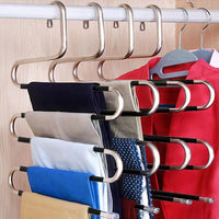 7 x Brand New SHZMJL Heavy Duty S Type Multipurpose Trouser Hangers, Pants Rack S Type Non-Slip Pants Rack 5 Layers Closet Storage Organizer for Jeans, Pants, Ties, Belts, Scarves 3 Pack  - RRP €142.8