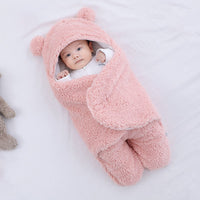 2 x Brand New Happy Cherry Newborn Baby Swaddle Blanket Hooded Sleeping Bags for Baby Room Winter Warm Baby Girl Sleeping Bag Feet Separated Pink 0-1 Months - RRP €38.4