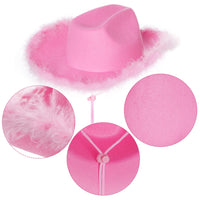 1 x RAW Customer Returns Set of 2 Cowboy Hats and Party Glasses Heart Glasses Cowgirl Hat Costume Accessories for Adults Rodeo Wild West Costume Carnival Theme Party Halloween Party Pink  - RRP €20.16