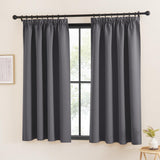 1 x RAW Customer Returns KGORGE Window Curtains Short Opaque Bedroom Curtains with Ruffle Tape Set of 2 145 x 140 cm HxW Grey Curtains Blackout Thermal Curtain Heat Protection Ruffle Tape - RRP €27.95