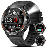 1 x RAW Customer Returns Marsyu Smartwatch Men Military with Phone Function with LED Flashlight Compass, 500 mAh Long Battery Life 1.53 Outdoor Sports Watch with 24H Heart Rate Monitor 3ATM Waterproof Fitness Watch Black  - RRP €54.08