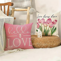 6 x Brand New JINGTOPS Set of 4 Cushion Covers Spring Cushion Cover Easter 45 x 45 cm Flowers Cushion Cover Modern Cushion Cover Cotton Linen, Easter Eggs Bunny Tulips A  - RRP €93.72