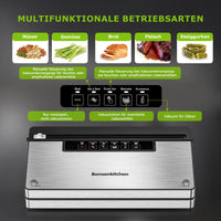 1 x RAW Customer Returns Bonsenkitchen vacuum sealer, powerful vacuum sealer with 5 modes, 8 L min, Globefish technology for continuous work at high speed, fast vacuum, roll storage with cutter, 125W - RRP €58.51