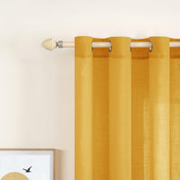 1 x RAW Customer Returns MIULEE Set of 2 Voile Curtains Sheer Linen Curtain with Eyelets Transparent Linen Look Curtain Eyelet Curtain Living Room Window Curtain Translucent Decorative Curtain Bedroom 140 x 145 cm W x H Yellow - RRP €26.99