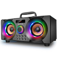 1 x RAW Customer Returns Bluetooth Speaker 60W 80W peak Portable Music Box, with Subwoofer, FM Radio, LED Colorful Lights, EQ, 30 Meter Range, Bluetooth 5.0 Wireless Stereo Speaker for Home Party Camping - RRP €69.58