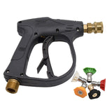 1 x RAW Customer Returns Stone Banks High Pressure Washer Gun with 5 Color Spray Nozzles, 4000PSI 1 4 Quick Connect Snow Foam Gun and Spray Nozzles, M22 Metric Thread Short Spray Gun for Car Washing, House Cleaning - RRP €23.99