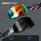 1 x RAW Customer Returns Odoland ski goggles children s unisex snowboard goggles helmet compatible with UV protection and anti-fog for boys and girls for skiing black - RRP €34.7