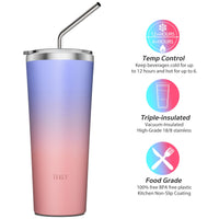 1 x RAW Customer Returns THILY Vacuum Insulated Stainless Steel Travel Mug, 26oz Coffee Cup with 2 Lids and Straws, Splash Proof, Keeps Iced Drinks Cold, Lavender Dream - RRP €22.99