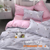 1 x RAW Customer Returns Freyamy Children s Bed Linen 135 x 200 cm 2-Piece Pink Gray Cartoon Cat Children s Reversible Bed Linen Brushed Microfibre Soft Girls Bedding Sets Duvet Cover with Zip and Pillowcase 80 x 80 cm - RRP €27.19