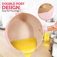 1 x RAW Customer Returns 2.1 Quart Saucepan Set with Lid, Non-Stick Aluminum Sauce Pot, Induction Compatible Small Cooking Pots with Silicone Spatula for Milk, Soup, Pasta, Egg, Rice Pink  - RRP €26.21