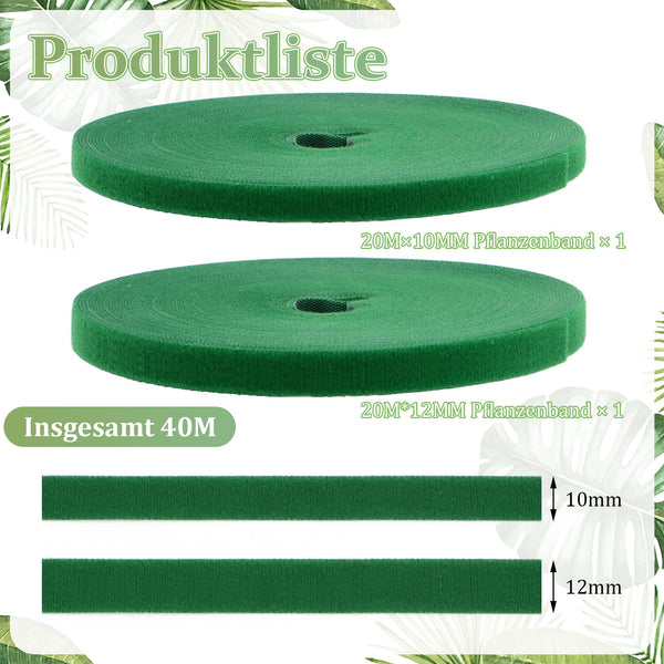 1 x Brand New Scettar Pack of 2 plant ties, 10 mm x 20 m 12 mm x 20 m  Velcro fastener tape, resealable plant Velcro tape, plant ties, plant tape  for