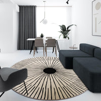 1 x RAW Customer Returns Freyamy Round Rug 160cm Deep Pile Geometric Stripe Rugs Plush Fluffy Soft Carpet Washable Modern Living Room Bedroom Decorative Carpet Kitchen Doormat Pet Carpet - RRP €84.99