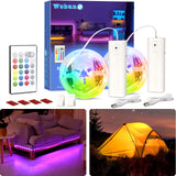 1 x RAW Customer Returns WOBANE RGB LED Strip Rechargeable, 2 2m Color Changing LED Tape Battery Operated, LED Strip Dimmable with Remote Control, for Holiday Party, Bedroom, Sofa, Closet, TV, Kitchen, DIY Interior Decoration, 2000mAh - RRP €30.89