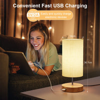 3 x Brand New SUWIN bedside lamp with charging function, wireless charging table lamp 3-way touch dimmable, modern gray lampshade table lamp with 2 USB ports for bedroom, living room, baby room, with LED bulb - RRP €112.8