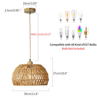 1 x RAW Customer Returns FORCOSO Rattan Pendant Light, Boho Rattan Hanging Rustic Lamp, Woven Hanging Lamp Basket, Rattan Ceiling Lamp E27 30 cm , for Bedroom, Living Room, Dining Room, Hallway, Kitchen - Brown - RRP €45.37