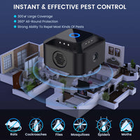 1 x RAW Customer Returns Ultrasonic mouse repellent 360 , 3 working modes rodent mice repellent plug in with 12 strobe lights, 300 m range mouse repeller rat repellent indoor for rats spider moths ants - RRP €35.99