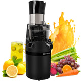 1 x RAW Customer Returns Juicer Slow Juicer For Whole Fruits and Vegetables, Cold Press Masticating with Wide Mouth 80mm Feeding Chute, Reverse Function Quiet Motor Fresh Healthy Juice Extractor Black , EL18 - RRP €139.99