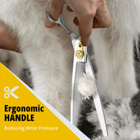 1 x RAW Customer Returns Dream Reach thinning scissors 8 inch dog scissors - dog scissors with ergonomic handle, 440C stainless steel fur scissors 30-35 thinning rate, professional dog hair scissors with adjustable screw 59 teeth  - RRP €39.99