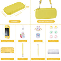 1 x RAW Customer Returns Switch Lite Case - innoAura 17 in 1 Switch Lite Accessories with Switch Lite Bag, Switch Games Storage, Switch Screen Protector for Switch Lite, Switch Stand, Switch Joystick Caps Yellow  - RRP €23.99