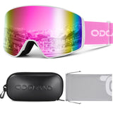 1 x RAW Customer Returns Odoland Ski Goggles Cylindrical Snow Goggles for Men and Women with Ski Goggle Case Anti-Fog UV Protection Unisex Snowboard Goggles Helmet Compatible for Boys and Girls for Skiing Pink - RRP €36.85