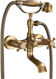 1 x RAW Customer Returns Rozin Retro Bathtub Faucet with Hand Shower Antique Brass Bathtub Faucet Wall Mounted for Bathroom Nostalgia Bathtub Faucet - RRP €75.05