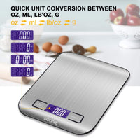 1 x RAW Customer Returns ADORIC digital scales, professional electronic scales, kitchen scales with LCD display - wonderful precision up to 1g 5kg maximum weight - silvery - RRP €9.82