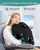 1 x RAW Customer Returns JEFDIEE Inflatable Travel Pillow for Neck, Portable Airplane Pillow, Neck Support Pillow Comfortably Supports Head and Chin, Neck Pillow for Trains, Car, Office, Home with 3D Eye Mask Earplugs Black  - RRP €27.99