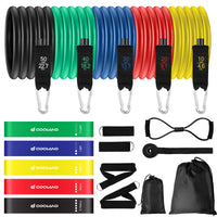 1 x RAW Customer Returns Odoland Elastic Fitness Bands Set with 5 Elastic Resistance Bands, Loop Band, Handles, Ankle Straps, Door Anchor and Guide, Training Kit for Fitness Yoga Pilates, Colorful - RRP €29.75