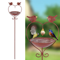 1 x RAW Customer Returns JUJOYBD Standing bird bath large 115cm - Winterproof bird bath on a stick - Rustic garden decoration for the whole year - Decorative bird watering place for hot days - Garden stake in rust look - RRP €25.99