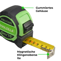 8 x Brand New TOOLZILLA 16ft 5m tape measure standard, retractable measuring tape suitable for all DIY and worksite use. Rubberized case for higher durability and comfort - RRP €316.72