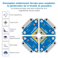 1 x RAW Customer Returns Set of 4 welding magnets with holding force 13 kg 28lb mounting bracket in arrow shape with angles 45 , 90 , 135 welding accessories, magnet for fixing - magnetic welding angle from LUNEKUCK - RRP €15.62