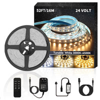 1 x RAW Customer Returns BUNACET LED Strip 16M 24V Dimmable Warm White 3000K-6500K Cold White, LED Strip Tape Stripes Light Strip 1920 LEDs with RF Remote Control Power Supply for Kitchen, Substructure, Cabinet, Cupboards, Indoor - RRP €43.39