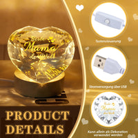 4 x Brand New Weewooday Mother s Day Gifts from Daughter Birthday Gifts for Mom Engraved Crystal Heart Lamp Beste Mama Der Welt 8cm Night Light Decoration for Mother Christmas - RRP €91.2