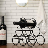 1 x RAW Customer Returns JHY DESIGN Design Wine Bottle Holder 29.5cm Height Barrel Bottle Rack Refrigerator Metal Water Bottle Holder 6 Bottles for Wine Storage Kitchen Home Counter Black  - RRP €35.99