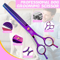 1 x RAW Customer Returns JASON 7.5 Thinning Scissors for Dogs - Professional Thinning Scissors Dog Scissors with 36 Teeth Japanese Stainless Steel Grooming Scissors for Dogs Cats, Purple - RRP €28.49