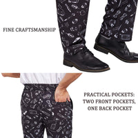 1 x RAW Customer Returns Nanxson Men s Loose Chef Pants, Elastic Waist Restaurant Kitchen Uniforms Printed Work Trousers CFM2013 Black, XXL  - RRP €25.57