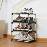 1 x RAW Customer Returns OLYREO Small Shoe Rack with 4 Tiers, Stackable Shoe Rack Metal Shoe Cabinet for Entrance Closet for Space-Saving Storage - RRP €22.99