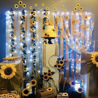 1 x RAW Customer Returns Fielegen Pack of 2 Artificial Sunflower Garland Fairy Lights, 4.5 m 60 LED Silk Sunflower Tendrils Battery Operated Fairy Lights for Indoor Bedroom Holiday Wedding Party Garden Decoration - RRP €18.25