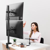 1 x RAW Customer Returns Monitor mount 2 monitors, extra high 80cm pole vertical stack screen mount for 17-32 inch monitors up to 9kg, dual monitor stand with pan-tilt-rotation - RRP €38.3