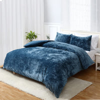 1 x RAW Customer Returns CAROMIO warm plush bed linen 200x200cm turquoise cuddly fluffy reversible bed linen warm winter fleece blanket cover double bed duvet cover with button closure and 2 pillowcases 80x80cm - RRP €38.3